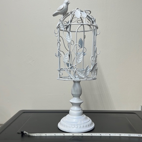 Home decor Accessories - White Bird cage jewelry Organizer